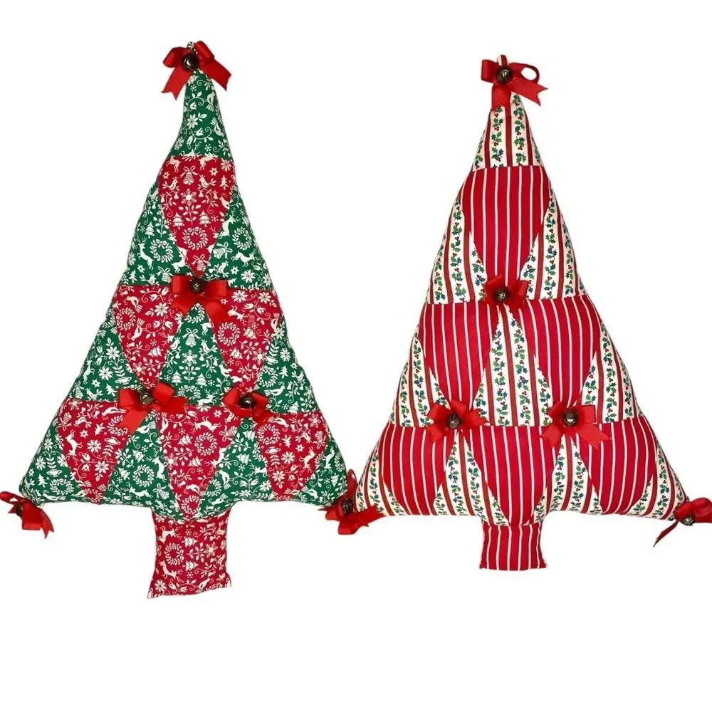 Christmas Tree Handmade Quilted Wall Hanging Decor Holiday Patchwork Pillows